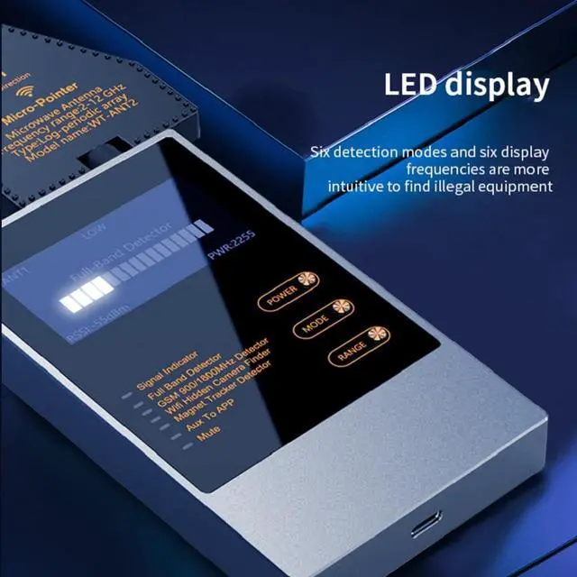 Alt view image 5 of 6 - Digi ProScan AI Quantum Privacy Counter Surveillance Bug Sweep Detector - Detects Hidden Cameras, GPS Trackers, Trojan Monitoring Devices, and More - Dual Speakers, High Sensitivity