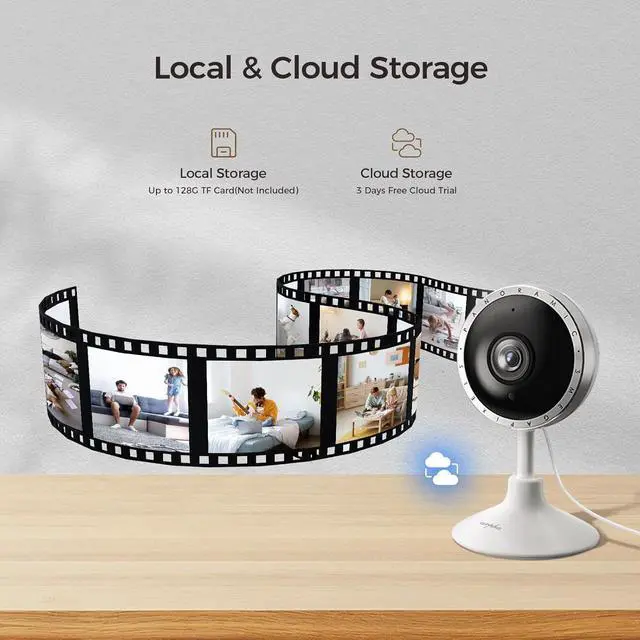 Alt view image 3 of 7 - 2K Indoor Security Camera, Pet Camera for Home Security with WiFi, Sound Detection, Night Version Two-Way Talk, PIR Human Detection, Support TF Card, Huge Cloud Storage