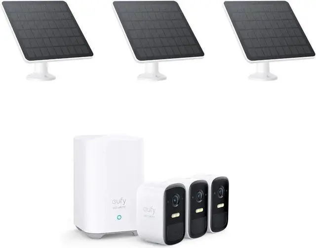 Main image of eufy Security eufyCam 2C 3-Cam Kit with Solar Panel (3W), Wireless Home Security System,Outdoor Cameras Wireless, 180-Day Battery Life, HD 1080p, IP67 Weatherproof, Night Vision, No Monthly Fee