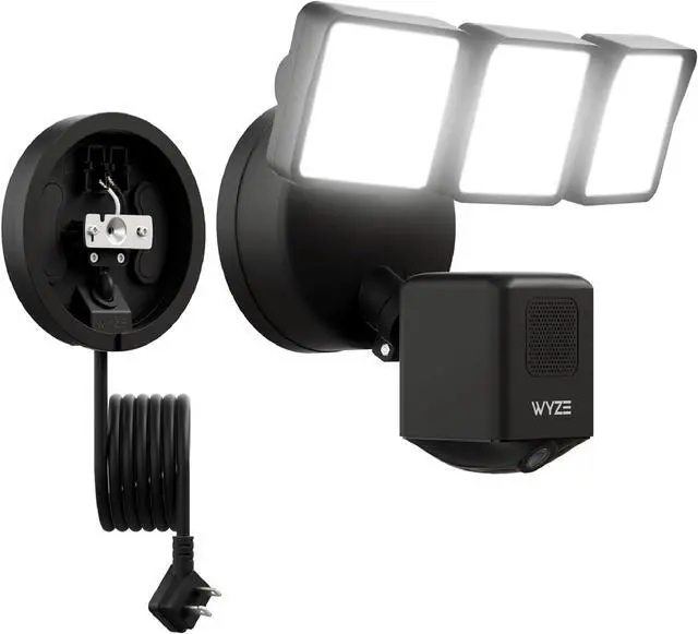 Main image of WYZE Floodlight Camera Pro with Plug-in Mount, PCMag Editor's Choice 3000-Lumen LEDs, 2.5K HD Outdoor Security Camera, Color Night Vision, Wall Mount with 20ft Power Cable, Easy Installation (Black)