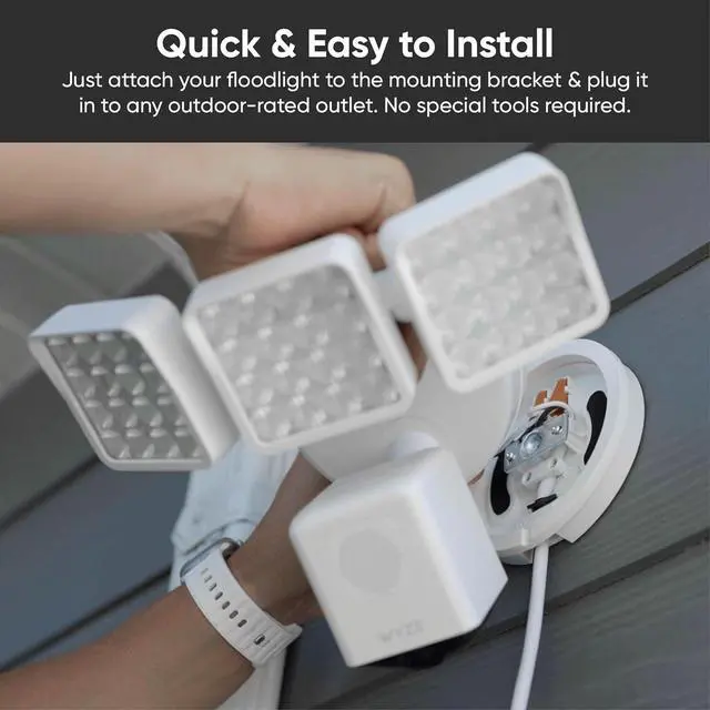 Alt view image 6 of 7 - WYZE Floodlight Camera Pro with Plug-in Mount, PCMag Editor's Choice 3000-Lumen LEDs, 2.5K HD Outdoor Security Camera, Color Night Vision, Wall Mount with 20ft Power Cable, Easy Installation (Black)