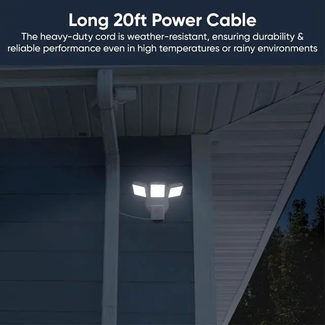 Alt view image 7 of 7 - WYZE Floodlight Camera Pro with Plug-in Mount, PCMag Editor's Choice 3000-Lumen LEDs, 2.5K HD Outdoor Security Camera, Color Night Vision, Wall Mount with 20ft Power Cable, Easy Installation (Black)