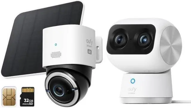 Main image of eufy Security 4G LTE Cam S330, 4K Cellular Solar Security Cameras Wireless Outdoor + Indoor Cam S350, Dual Cameras, 4K UHD, 360° Camera, Baby Monitor, Pet Camera