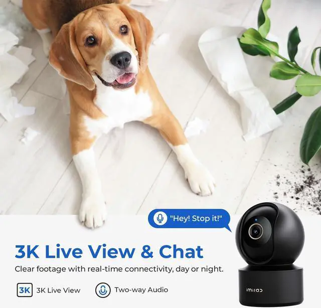 Alt view image 4 of 7 - IMILAB C22 3K Security Indoor Camera - 360° View Home Camera with Color Night Vision for Baby/Pet Monitor, Plug-in 2.4Ghz WiFi 6 Inside Cam, 2-Way Audio, AI Detection, Local/Cloud Storage(Black)