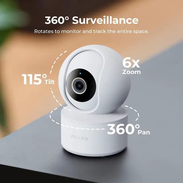 Alt view image 5 of 7 - IMILAB C22 3K Security Indoor Camera - 360° View Home Camera with Color Night Vision for Baby/Pet Monitor, Plug-in 2.4Ghz WiFi 6 Inside Cam, 2-Way Audio, AI Detection, Local/Cloud Storage(Black)