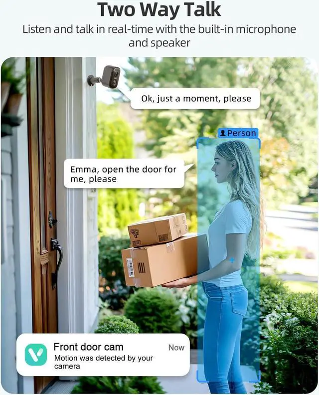 Alt view image 6 of 7 - Rocktone 2K Security Cameras Wireless Outdoor, Battery Powered WiFi Cameras for Home Security with AI Motion Detection, Spotlight Color Night Vision, 2-Way Talk, Siren Alarm, IP65, Cloud/SD Storage