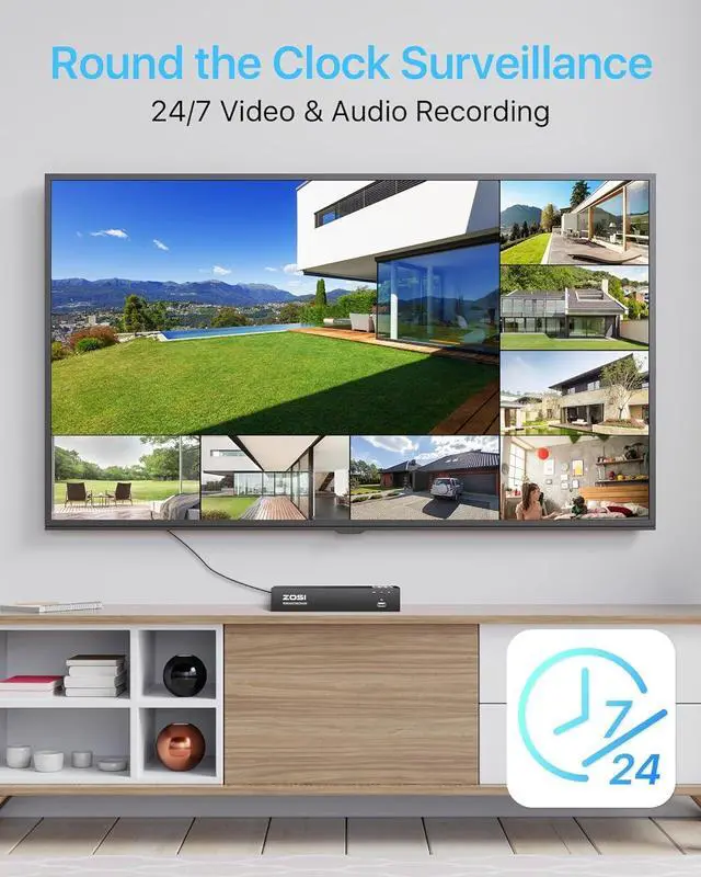 Alt view image 5 of 7 - Gadpiparty ZOSI 4K Spotlight PoE Security Camera System with Person Vehicle Detection,2 Way Audio,Color Night Vision,8 Port 16CH 8MP NVR with 2TB HDD,4pcs 5MP Outdoor PoE IP Cameras for Home 24/7 Rec