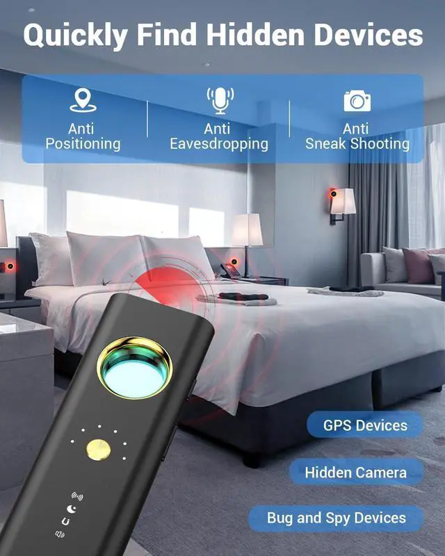 Alt view image 2 of 7 - Hidden Camera Detectors,2025 New Camera Finder, Bug Detector, 5 Levels Sensitivity,4 Professional Modes for Bathroom,Office,Car,Hotel,Airbnb