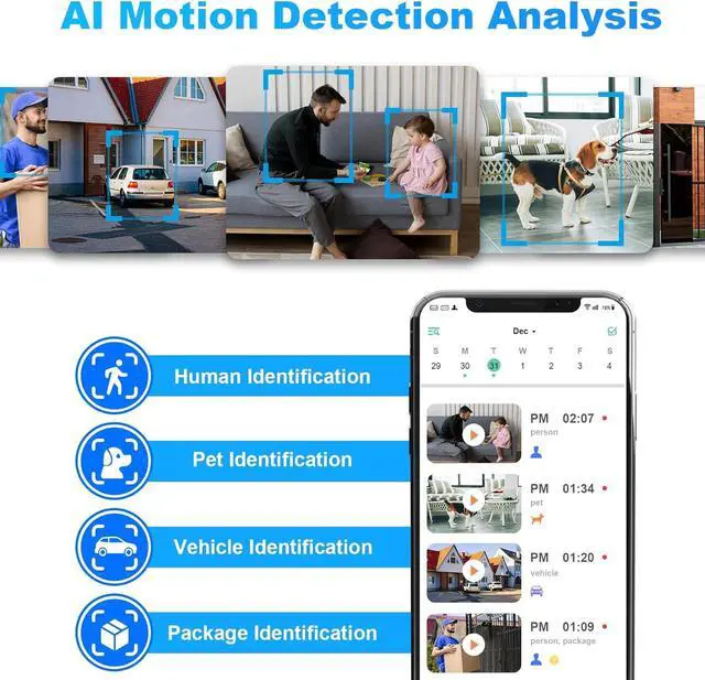 Alt view image 3 of 7 - Security Cameras Wireless Outdoor, 2K WiFi Cameras for Home Security with Solar Panel Battery Powered AI Motion Detection Spotlight Siren Alarm Surveillance Home Security Cameras, Color Night Vision