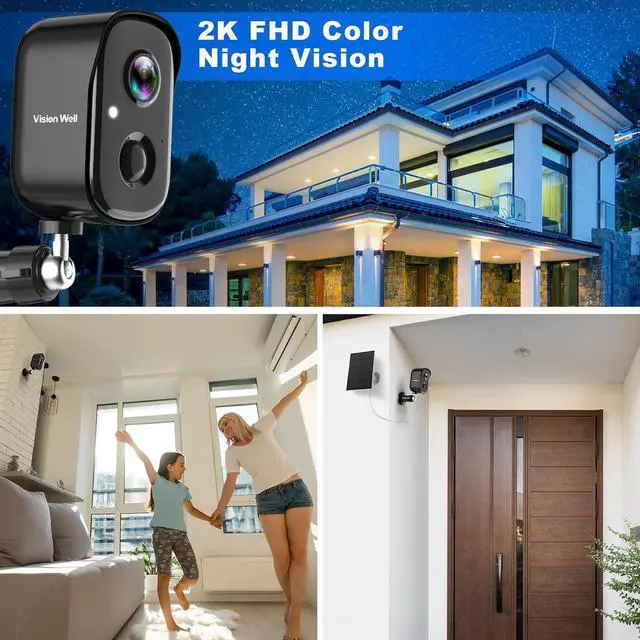 Alt view image 5 of 7 - Security Cameras Wireless Outdoor, 2K WiFi Cameras for Home Security with Solar Panel Battery Powered AI Motion Detection Spotlight Siren Alarm Surveillance Home Security Cameras, Color Night Vision