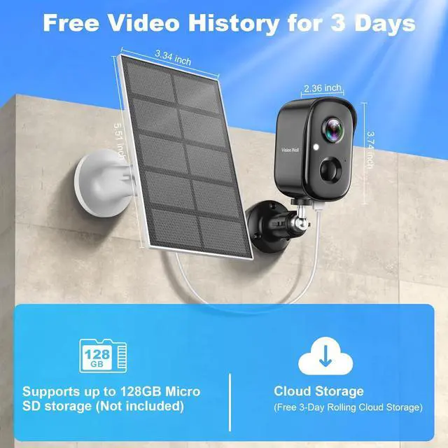 Alt view image 7 of 7 - Security Cameras Wireless Outdoor, 2K WiFi Cameras for Home Security with Solar Panel Battery Powered AI Motion Detection Spotlight Siren Alarm Surveillance Home Security Cameras, Color Night Vision