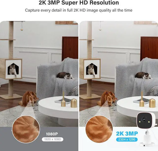 Alt view image 4 of 7 - Jennov Outdoor/Indoor Security Cameras 5Ghz/2.4Ghz, 2K HD WiFi/Color Night Vision/Motion Detection /2-Way Audio/IP66 Waterproof Pet Dog Cat Baby Monitor Camera for Home Security