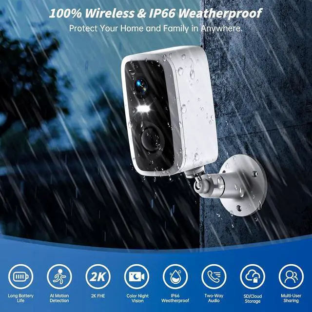 Alt view image 2 of 7 - Security Cameras Wireless Outdoor, 2K HD Battery Powered Cameras for Home Security Outside EseeCloud, 2.4G WiFi Surveillance Indoor AI Motion Detection Spotlight Night Vision 2-Way Talk Waterproof