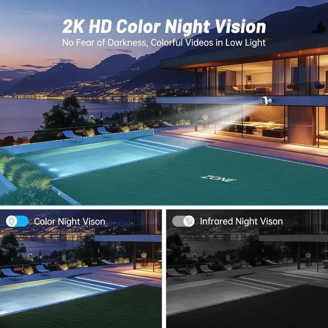 Alt view image 6 of 7 - Security Cameras Wireless Outdoor, 2K HD Battery Powered Cameras for Home Security Outside EseeCloud, 2.4G WiFi Surveillance Indoor AI Motion Detection Spotlight Night Vision 2-Way Talk Waterproof