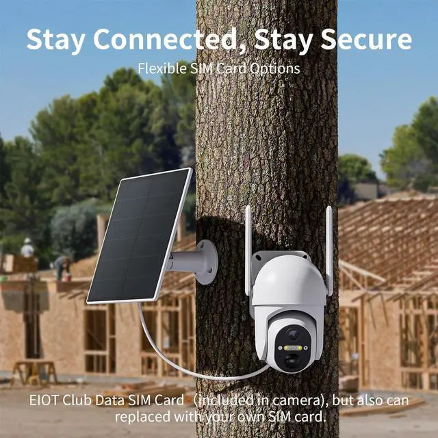 Alt view image 4 of 7 - 4G LTE Cellular Security Cameras Outdoor, 2 Pack No WiFi Security Camera Solar Powered with 360° View, 2K Color Night Vision, Includes SIM Card(Support Verizon/AT&T/T-Mobile)
