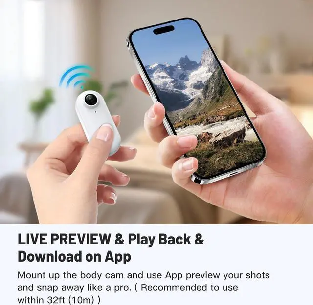 Alt view image 4 of 7 - 128GB FHD 1080P Mini Body Camera, Wearable Action Body Cam, Thumb Size Hands Free Recording Body Worn Camera, Premium Portable Camcorder Mount Anywhere for Pet Walking, Work, Travel (White)
