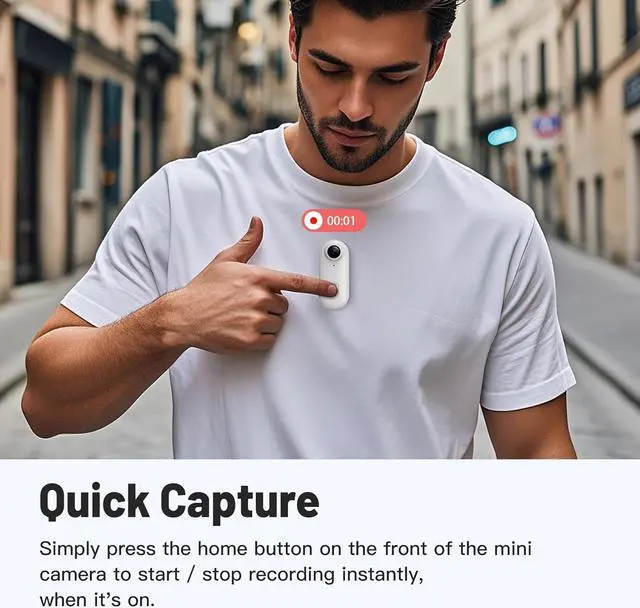 Alt view image 5 of 7 - 128GB FHD 1080P Mini Body Camera, Wearable Action Body Cam, Thumb Size Hands Free Recording Body Worn Camera, Premium Portable Camcorder Mount Anywhere for Pet Walking, Work, Travel (White)