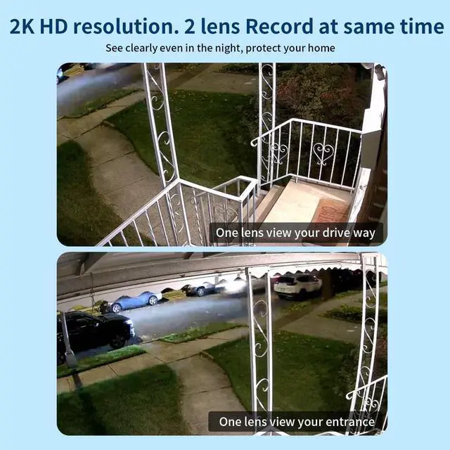 Alt view image 5 of 7 - Gadpiparty Security Cameras Outdoor Wifi,5G/2.4G Cameras for Home Security with Dual Lens,Motion tracking,Night Vision,24/7 continous record,Work With NVR/DVR Surveillance System,Weather Proof,SD/Clo