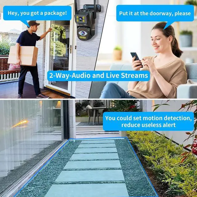 Alt view image 7 of 7 - Gadpiparty Security Cameras Outdoor Wifi,5G/2.4G Cameras for Home Security with Dual Lens,Motion tracking,Night Vision,24/7 continous record,Work With NVR/DVR Surveillance System,Weather Proof,SD/Clo