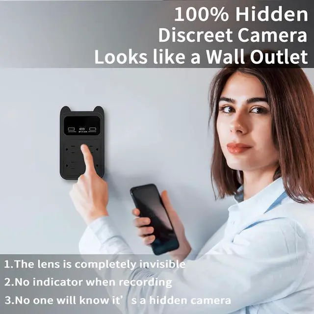 Alt view image 3 of 7 - Security Camera -Wall Outlet Camera-WiFi Camera Charger-4MP HD Indoor CameraInclude 128G SD Card