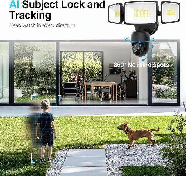 Alt view image 2 of 7 - Onforu Floodlight Camera Outdoor, 2K HD Security Flood Light Cam Wired, 360° Coverage AI Detection & Auto Tracking, 55W 5500LM Motion-Activated Flood Lighting Camera, Color Night Vision, 2-Way Audio