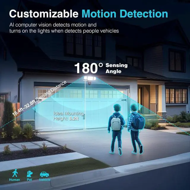 Alt view image 3 of 7 - Onforu Floodlight Camera Outdoor, 2K HD Security Flood Light Cam Wired, 360° Coverage AI Detection & Auto Tracking, 55W 5500LM Motion-Activated Flood Lighting Camera, Color Night Vision, 2-Way Audio