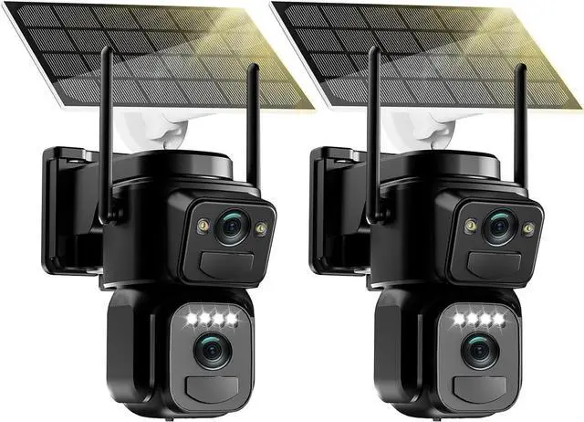 Main image of 4K 8MP Solar Security Cameras Wireless Outdoor Battery Powered, 5GHz & 2.4GHz Dual Lens Bullet & 360° PTZ Outdoor Security Camera with Solar Panel, Digital Zoom, Night Vision,PIR Sensor(2Pack)