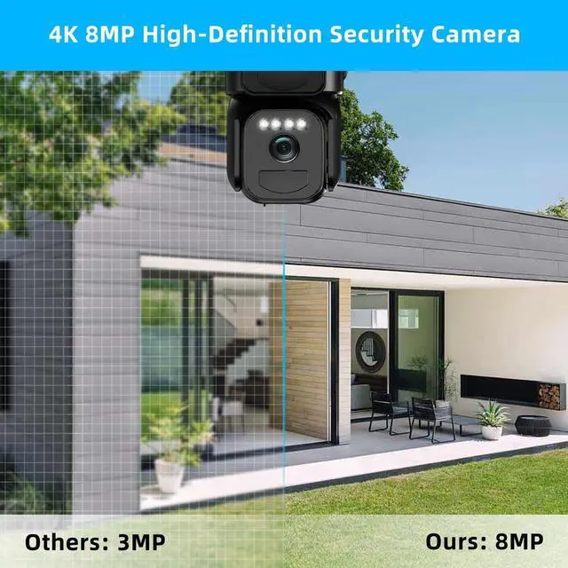 Alt view image 3 of 7 - 4K 8MP Solar Security Cameras Wireless Outdoor Battery Powered, 5GHz & 2.4GHz Dual Lens Bullet & 360° PTZ Outdoor Security Camera with Solar Panel, Digital Zoom, Night Vision,PIR Sensor(2Pack)