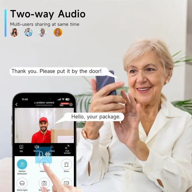 Alt view image 5 of 7 - Gadpiparty 4PC Security Cameras Wireless Outdoor, 2K Surveillance Indoor Home Camera, Battery Powered WiFi Camera for Home Security with Color Night Vision, AI Detection, 2-Way Audio, IP65, SD/Cloud,