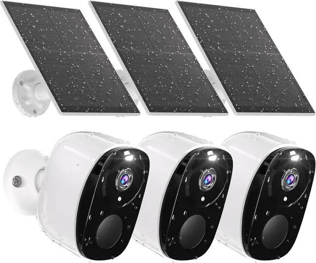 Main image of 3pc Security Camera Wireless Outdoor,2K Solar Camera for Home Security, Battery Powered Surveillance Indoor Home Camera with Color Night Vision, AI Detection, 2-Way Audio, IP65, SD/Cloud, Works Alexa