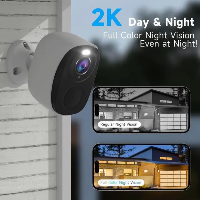 Alt view image 3 of 7 - 3pc Security Camera Wireless Outdoor,2K Solar Camera for Home Security, Battery Powered Surveillance Indoor Home Camera with Color Night Vision, AI Detection, 2-Way Audio, IP65, SD/Cloud, Works Alexa
