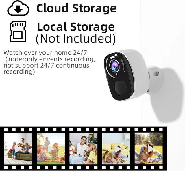 Alt view image 6 of 7 - 3pc Security Camera Wireless Outdoor,2K Solar Camera for Home Security, Battery Powered Surveillance Indoor Home Camera with Color Night Vision, AI Detection, 2-Way Audio, IP65, SD/Cloud, Works Alexa