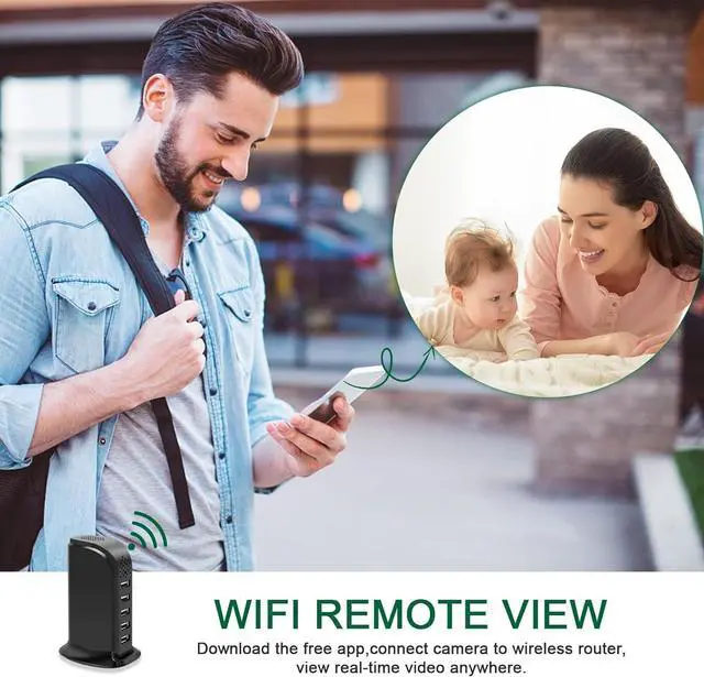 Alt view image 4 of 7 - 2024 New Hidden Camera Detector with Charger, 1080P WiFi Security Portable Camera, Mini Nanny Cam with Loop Working for Indoor Surveillance, No Audio up to 128GB SD Card (Not Included)
