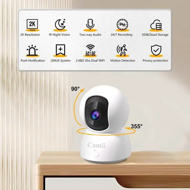 Alt view image 6 of 7 - [5G & 2.4G] 2-Pack Indoor Security Cameras, 2K Cameras for Home Security with Night Vision, Baby/Dog/Pet/Elder Camera with Phone App, Auto Tracking, Human/Pet Detection, Cloud&SD Storage