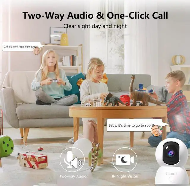 Alt view image 4 of 7 - [5G & 2.4G] 2-Pack Indoor Security Cameras, 2K Cameras for Home Security with Night Vision, Baby/Dog/Pet/Elder Camera with Phone App, Auto Tracking, Human/Pet Detection, Cloud&SD Storage