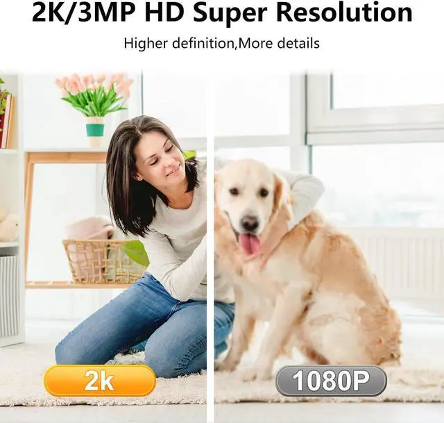 Alt view image 7 of 7 - [5G & 2.4G] 2-Pack Indoor Security Cameras, 2K Cameras for Home Security with Night Vision, Baby/Dog/Pet/Elder Camera with Phone App, Auto Tracking, Human/Pet Detection, Cloud&SD Storage