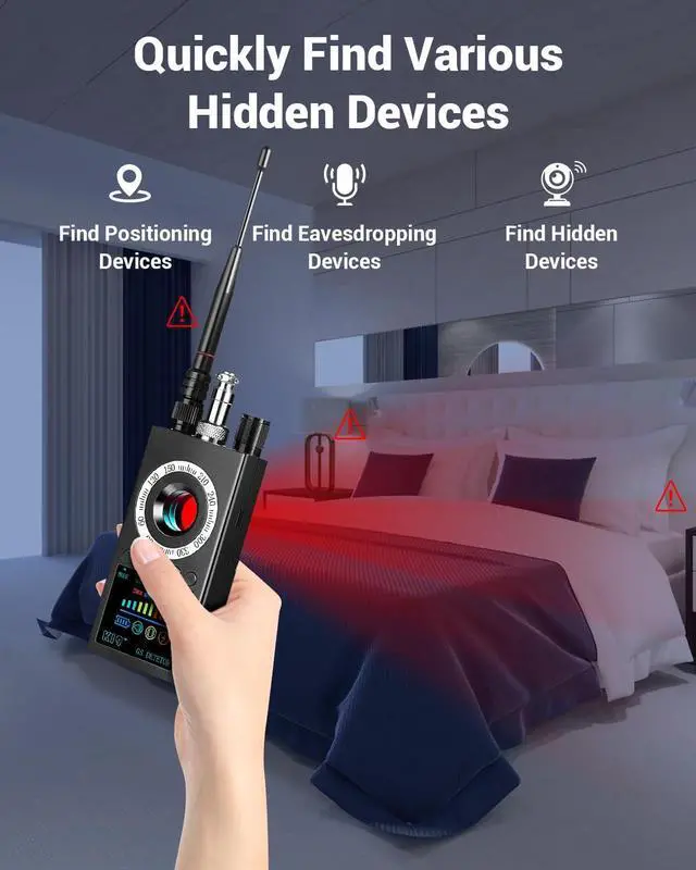 Alt view image 2 of 6 - Hidden Camera Detectors,Camera Finder, Bug Detector, 5 Levels Sensitivity,4 Professional Modes for Bathroom,Office,Car,Hotel,Airbnb