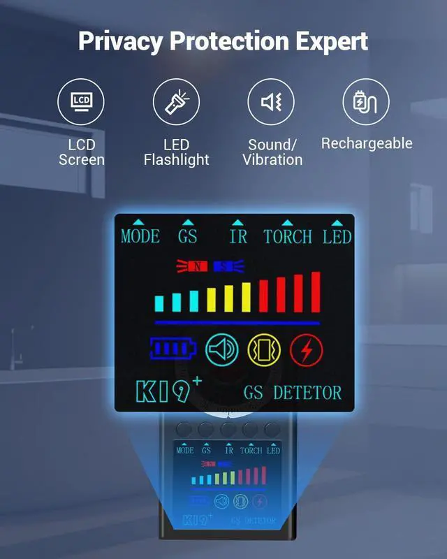 Alt view image 3 of 6 - Hidden Camera Detectors,Camera Finder, Bug Detector, 5 Levels Sensitivity,4 Professional Modes for Bathroom,Office,Car,Hotel,Airbnb