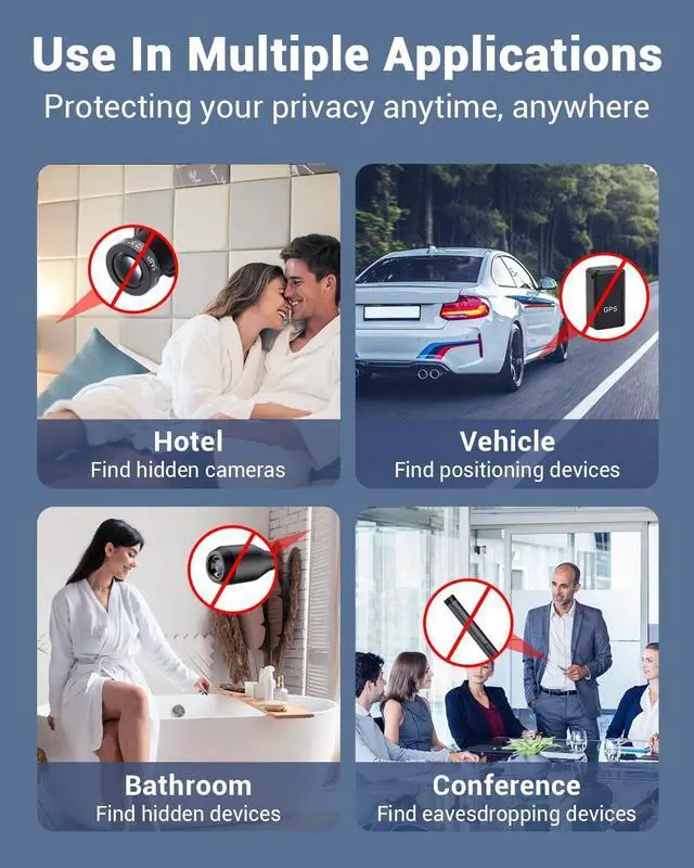 Alt view image 6 of 6 - Hidden Camera Detectors,Camera Finder, Bug Detector, 5 Levels Sensitivity,4 Professional Modes for Bathroom,Office,Car,Hotel,Airbnb
