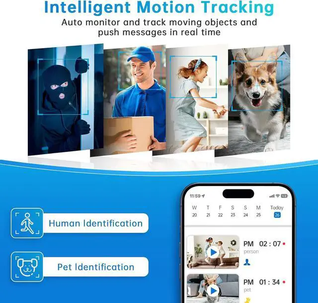 Alt view image 6 of 7 - Indoor Security Camera, 5G&2.4G WiFi Security Cameras Indoor for Home Security, Pan/Tilt Baby Monitor/Dog/Pet Camera with Phone App Motion Sensor & Night Vision. TF/CloudStorage (2Pack)
