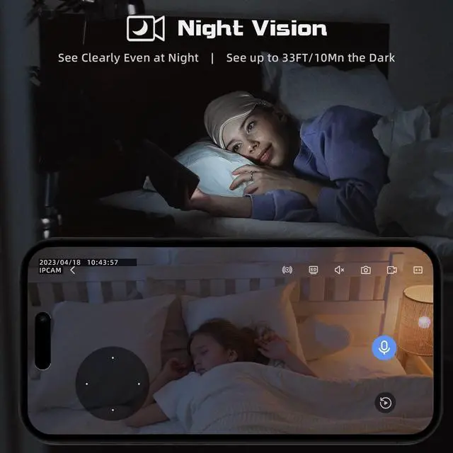 Alt view image 7 of 7 - Indoor Security Camera, 5G&2.4G WiFi Security Cameras Indoor for Home Security, Pan/Tilt Baby Monitor/Dog/Pet Camera with Phone App Motion Sensor & Night Vision. TF/CloudStorage (2Pack)