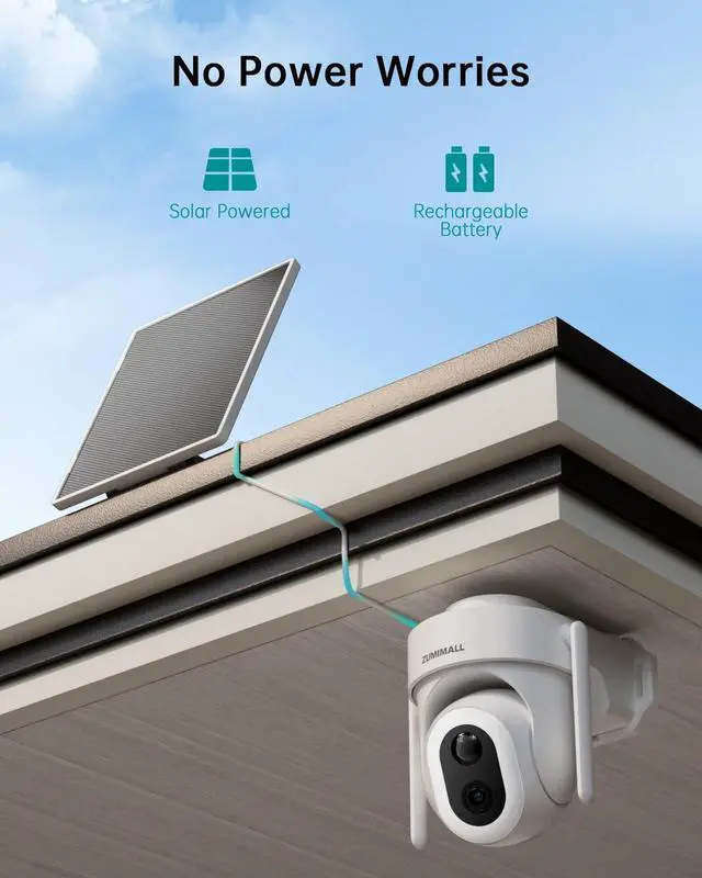 Alt view image 5 of 7 - ZUMIMALL Security Cameras Wireless Outdoor WiFi with 360° PTZ, 2K Battery Cameras for Home Security, 5MP Solar Security Cameras Wireless Outdoor, 360° PTZ Wireless Cameras for Home Security