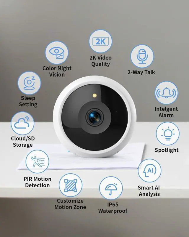 Alt view image 2 of 7 - Security Cameras Wireless Outdoor,2K Battery Wireless WiFi Cameras for Home Security,AI Motion Detection,Local SD/Cloud Storage,Smart Home Cam (White 1 Pack)