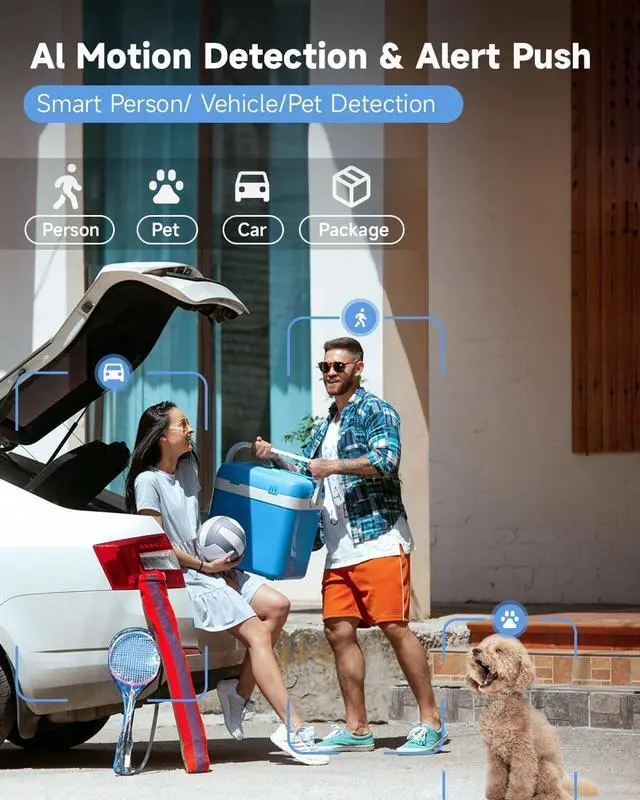 Alt view image 4 of 7 - Security Cameras Wireless Outdoor,2K Battery Wireless WiFi Cameras for Home Security,AI Motion Detection,Local SD/Cloud Storage,Smart Home Cam (White 1 Pack)