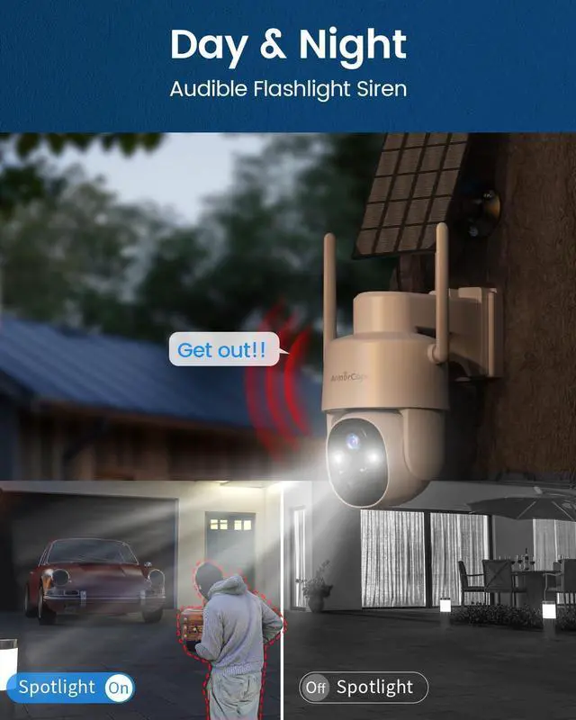 Alt view image 5 of 7 - Solar Security Cameras Wireless Outdoor,360° View Battery Powered with Spotlight Color Night Vision,2K WiFi Home Security,PIR Sensor,Wireless Easy Install, 2.4 GHz Wi-Fi