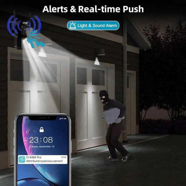 Alt view image 4 of 7 - BEENOCAM 4K Solar Security Cameras Wireless Outdoor, Dual Lens 360°PTZ Solar Cameras for Home Security with Color Night Vision,PIR Human Detection, Auto Tracking,Spotlight/Siren Alarm, 2.4/5Ghz WiFi