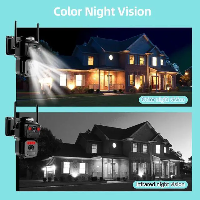 Alt view image 5 of 7 - BEENOCAM 4K Solar Security Cameras Wireless Outdoor, Dual Lens 360°PTZ Solar Cameras for Home Security with Color Night Vision,PIR Human Detection, Auto Tracking,Spotlight/Siren Alarm, 2.4/5Ghz WiFi