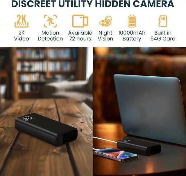 Alt view image 2 of 6 - Mini 2K HD Video 4K Photo Covert Nanny Cam Security Camera with 64G Card, Small Camera with Night Vision Motion Detection