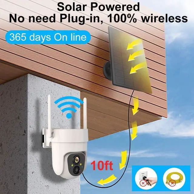 Alt view image 2 of 7 - Wireless Solar Outdoor Security PTZ AI Motion Detection Audio WiFi Camera,Home Security,Spotlight Colorful Night Vision,360 View,IP65 Waterproof,PIR Alarm,Rechargeable