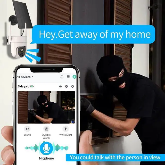 Alt view image 5 of 7 - Wireless Solar Outdoor Security PTZ AI Motion Detection Audio WiFi Camera,Home Security,Spotlight Colorful Night Vision,360 View,IP65 Waterproof,PIR Alarm,Rechargeable